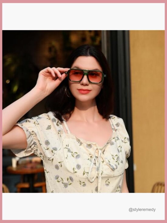 Vintage Square 70s Aviator Sunglasses UV400 Protection Plastic Frame main image 5